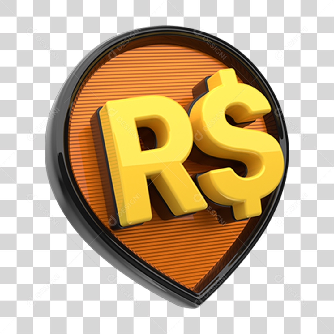 Elemento 3D Símbolo Cifrão PNG Transparente