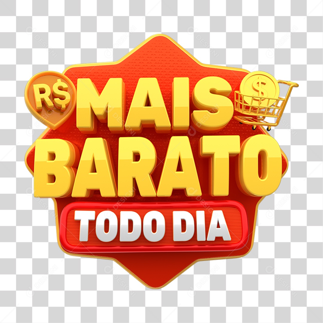Selo 3D Mais Barato Todo Dia PNG Transparente