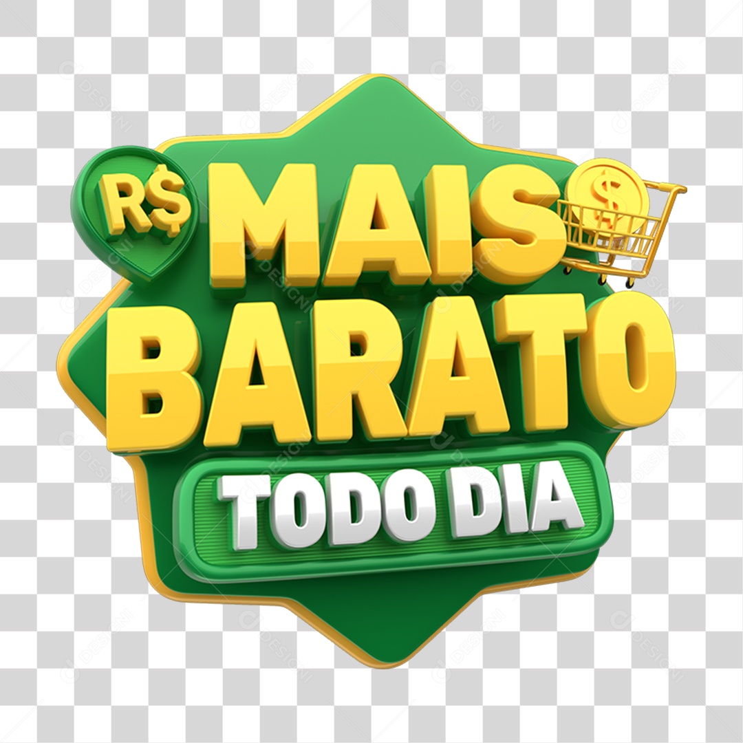 Selo 3D Mais Barato Todo Dia PNG Transparente