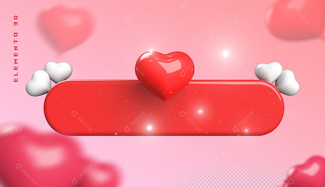Elemento 3D Para Dia dos Namorados 12 de Junho Para Composição PSD