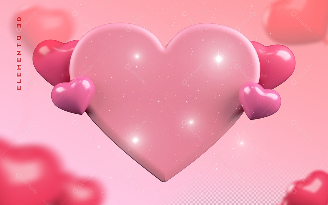 Elemento 3D Para Dia dos Namorados 12 de Junho Para Composição PSD