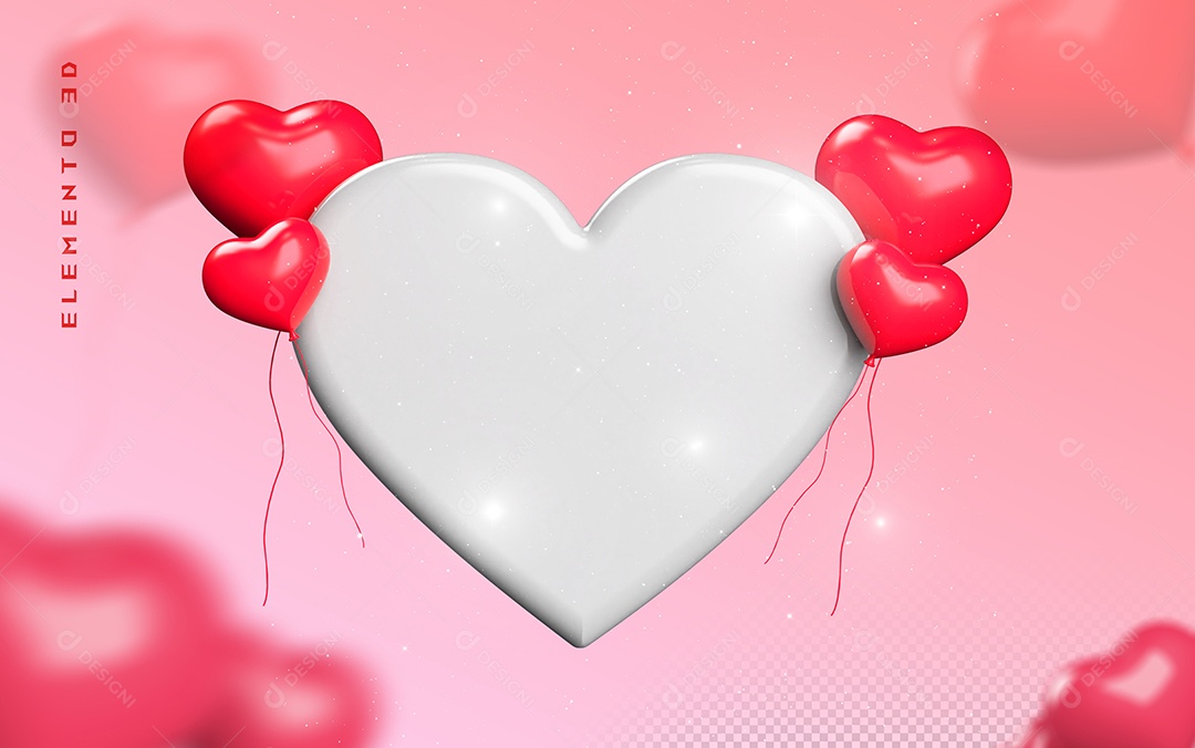 Elemento 3D Para Dia dos Namorados 12 de Junho Para Composição PSD
