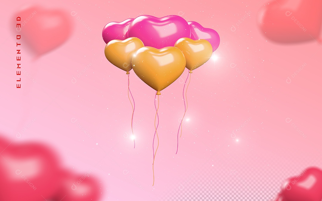 Elemento 3D Para Dia dos Namorados 12 de Junho Para Composição PSD