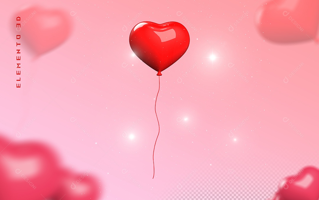 Elemento 3D Para Dia dos Namorados 12 de Junho Para Composição PSD