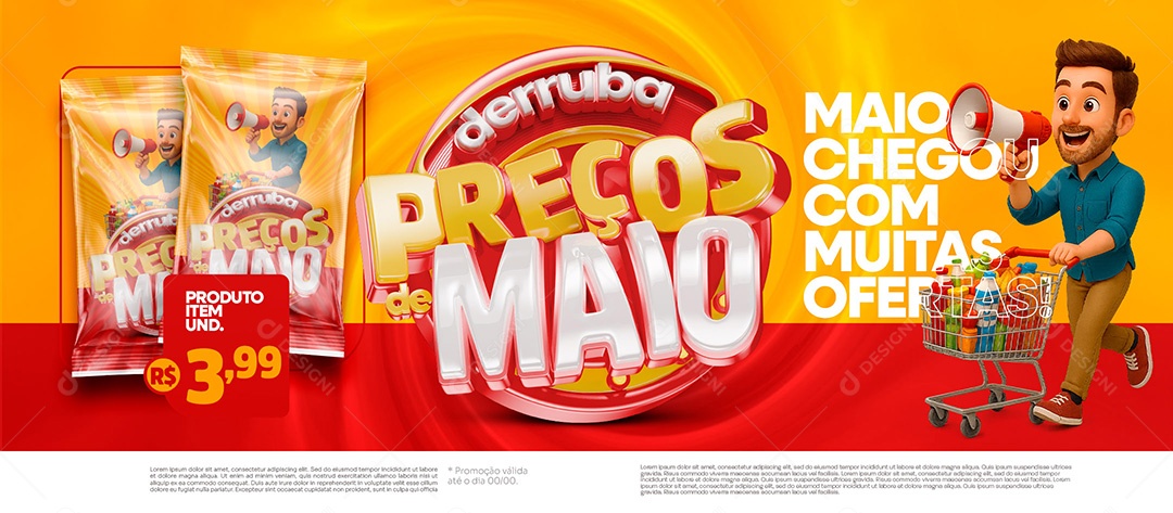Banner Derruba Preços de Maio Social Media PSD Editável