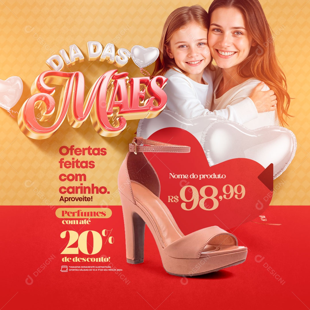 Dia das Mães Loja de Calçados Social Media PSD Editável