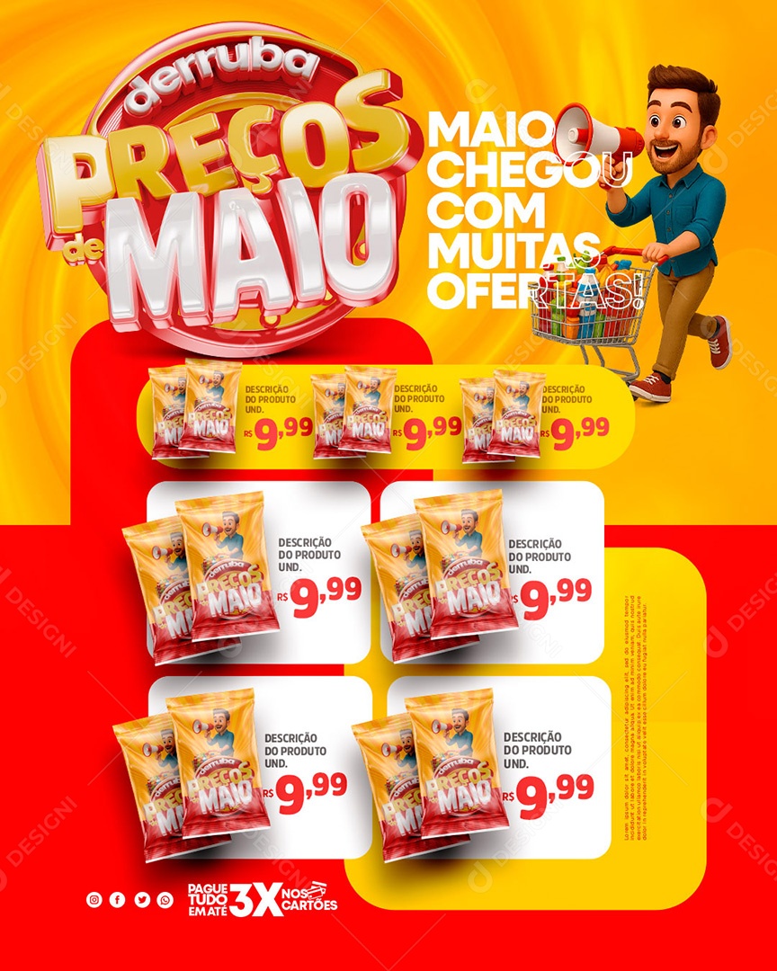 Encarte Derruba Preços de Maio Social Media PSD Editável