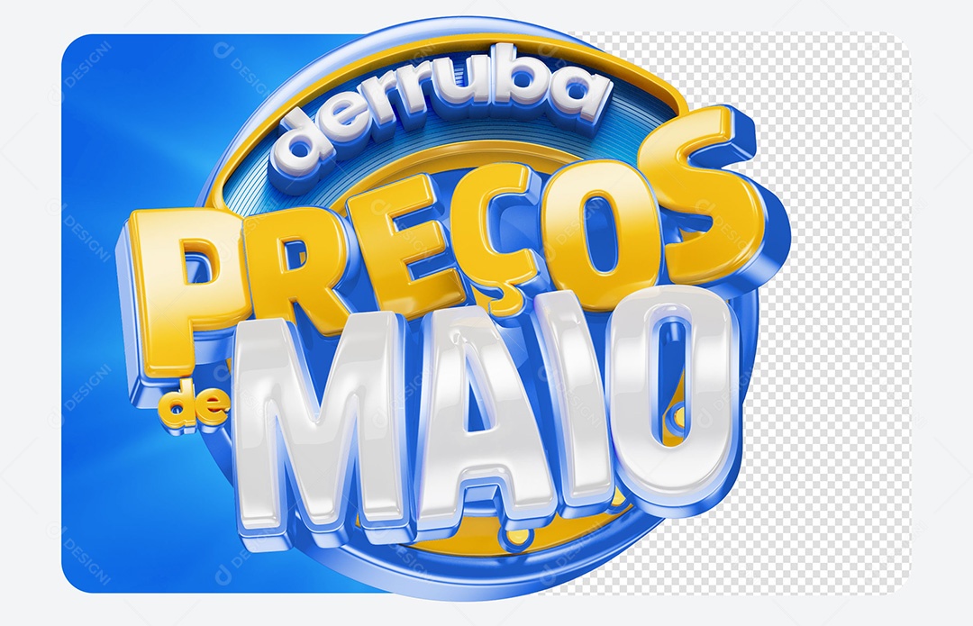 Selo 3D Derruba Preços de Maio Para Composição PSD Editável