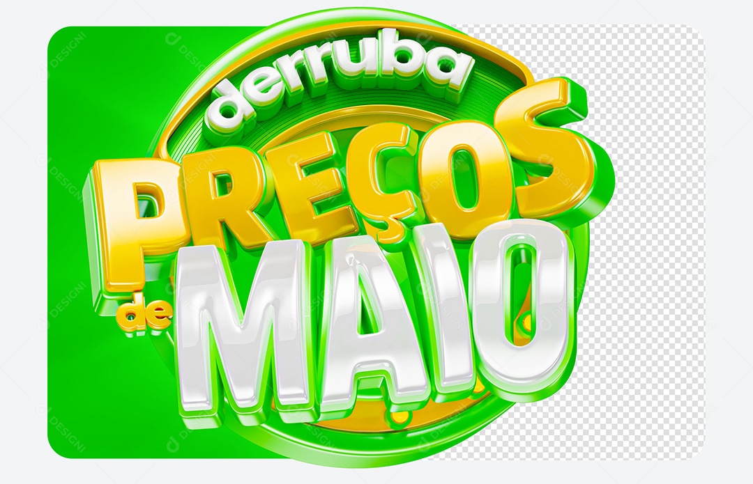 Selo 3D Derruba Preços de Maio Para Composição PSD Editável
