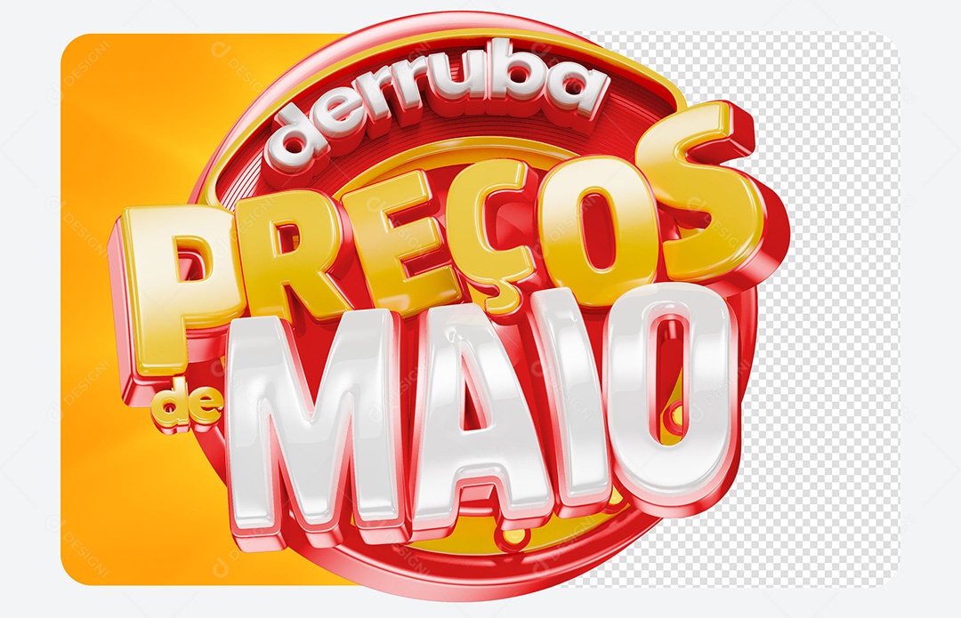 Selo 3D Derruba Preços de Maio Para Composição PSD Editável