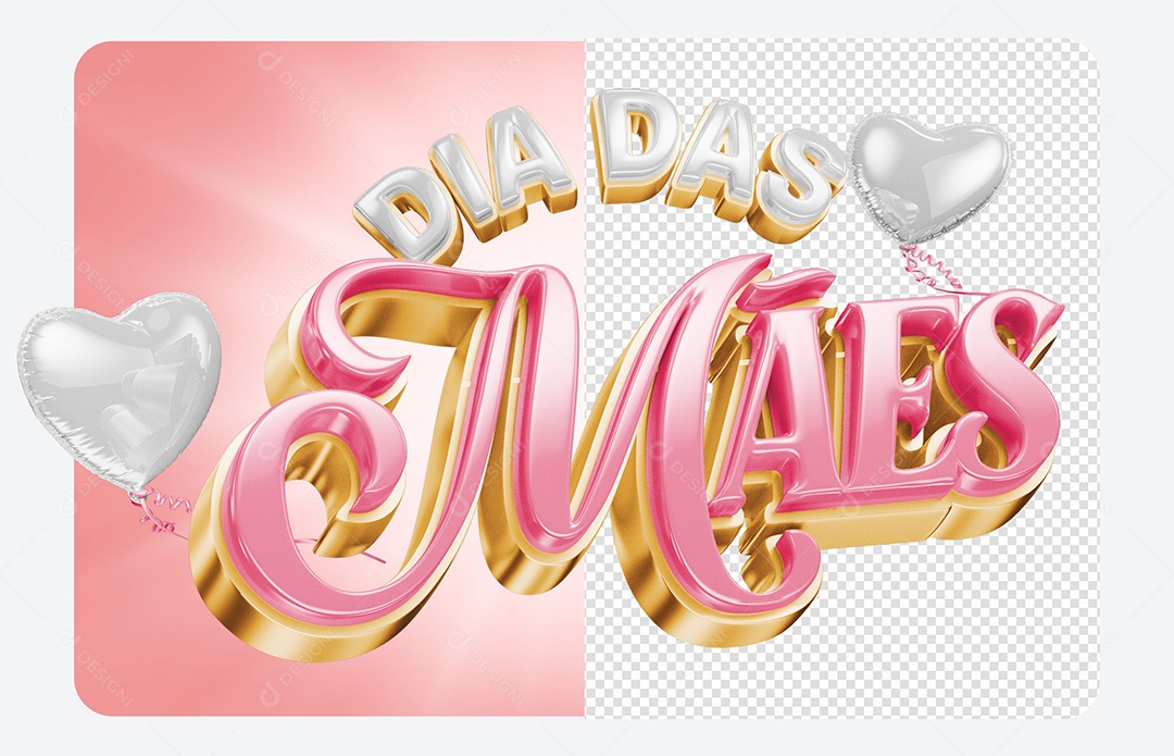 Selo 3D Mês das Mães Para Composição PSD
