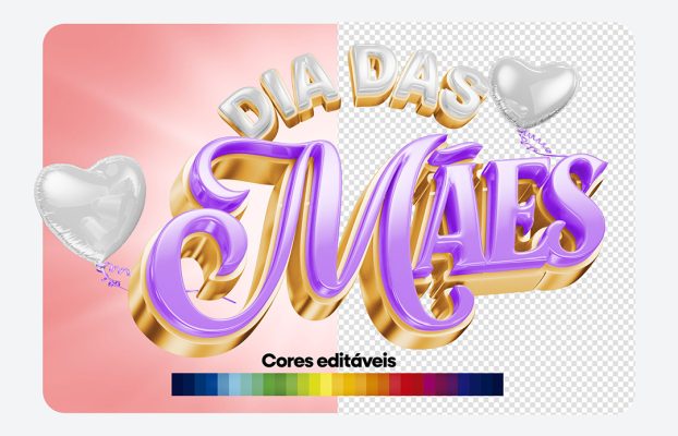 Selo 3D Dia das Mães Para Composição PSD