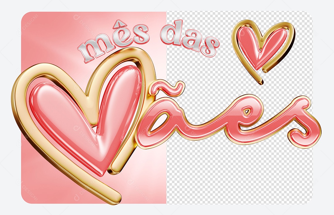 Selo 3D Mês das Mães Para Composição PSD