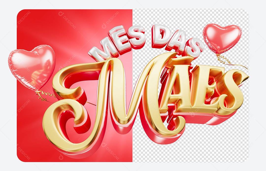 Selo 3D Mês das Mães Para Composição PSD