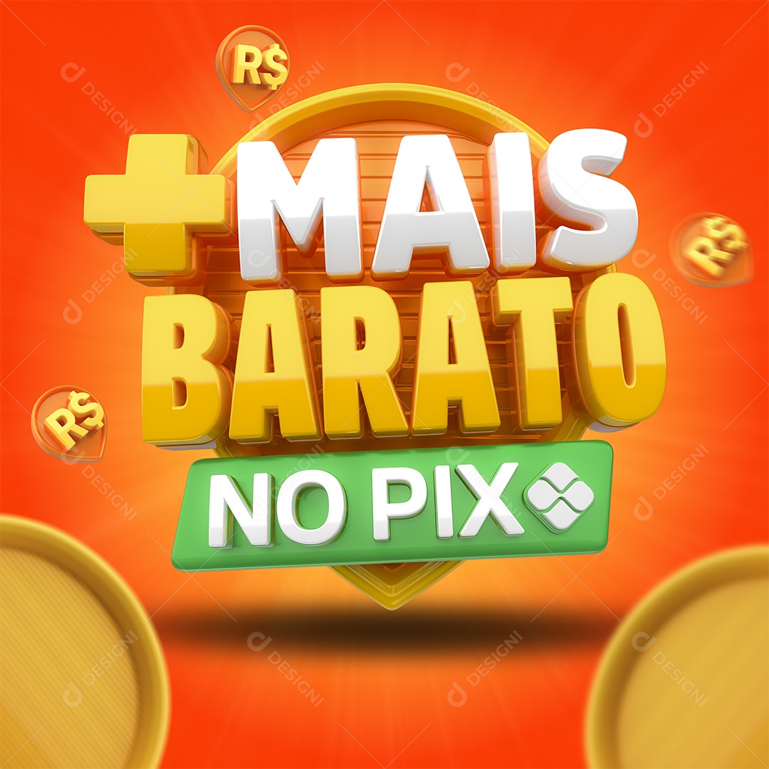 Selo 3D Mais Barato No Pix Para Composição PSD Editável