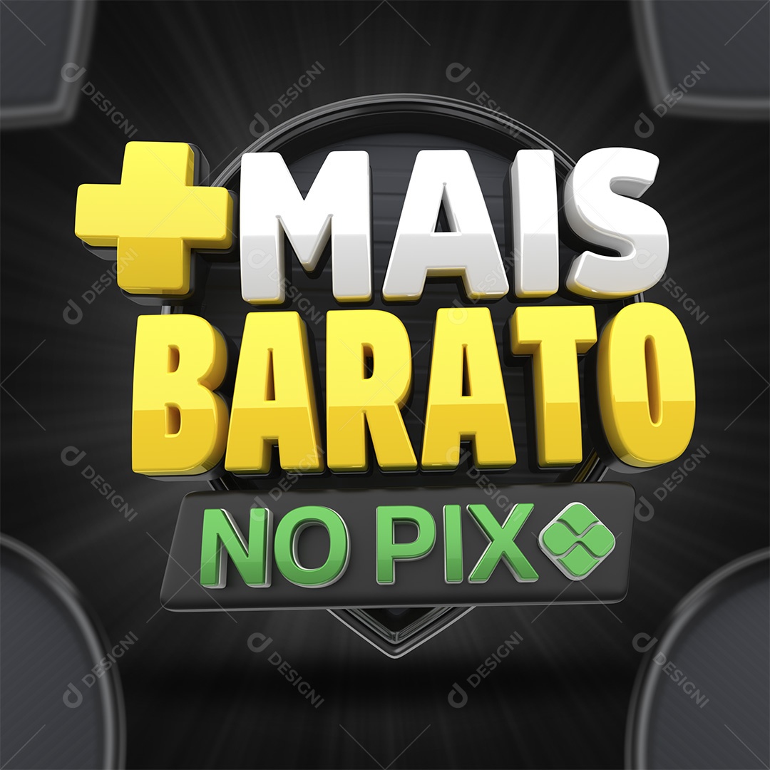 Selo 3D Mais Barato No Pix Para Composição PSD Editável