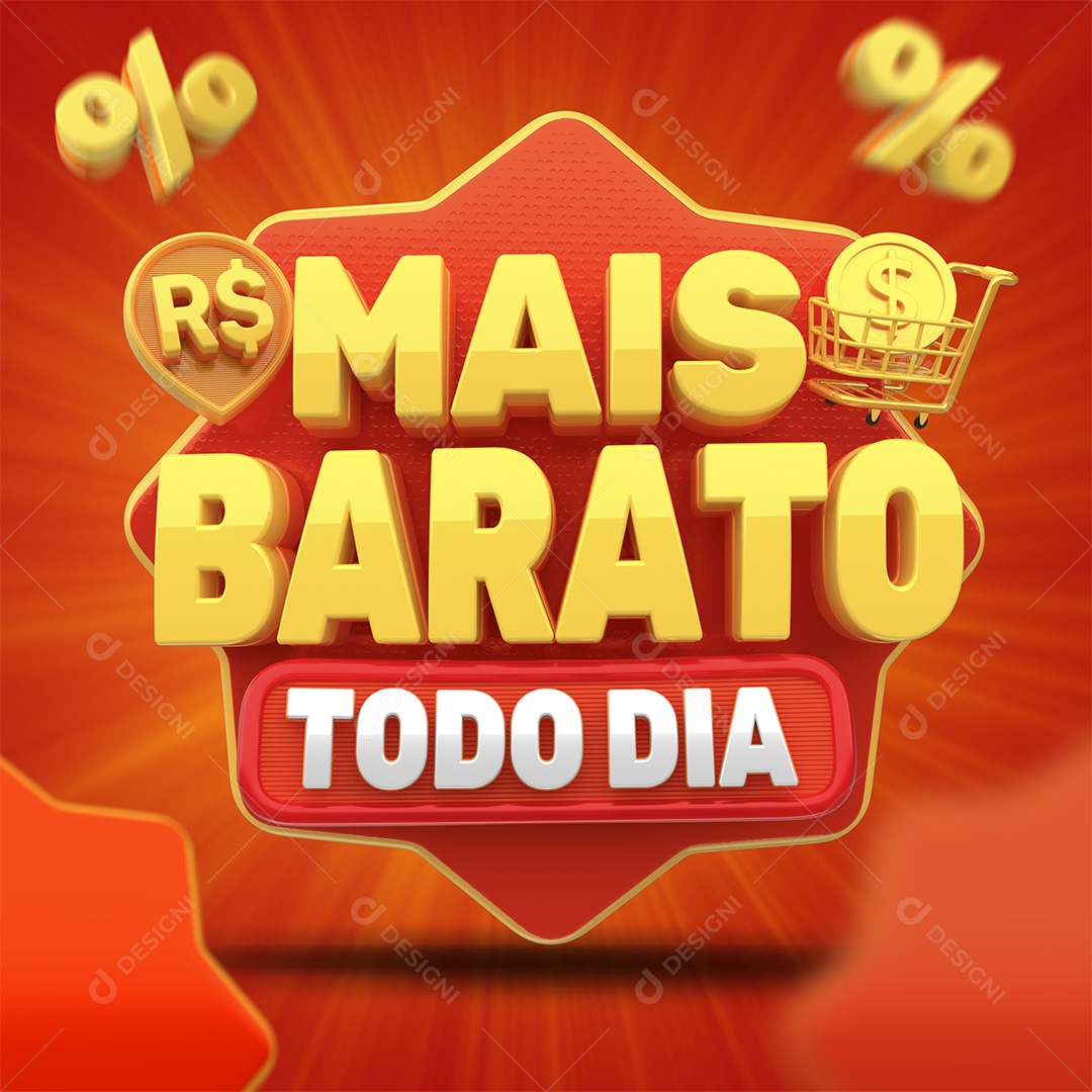 Mais Barato Todo Dia Selo 3D Para Composição PSD
