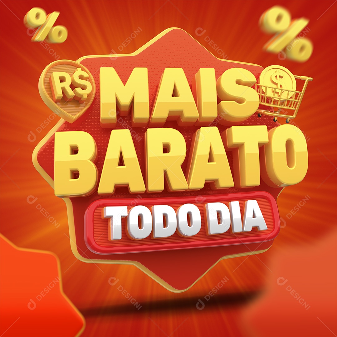 Mais Barato Todo Dia Selo 3D Para Composição PSD