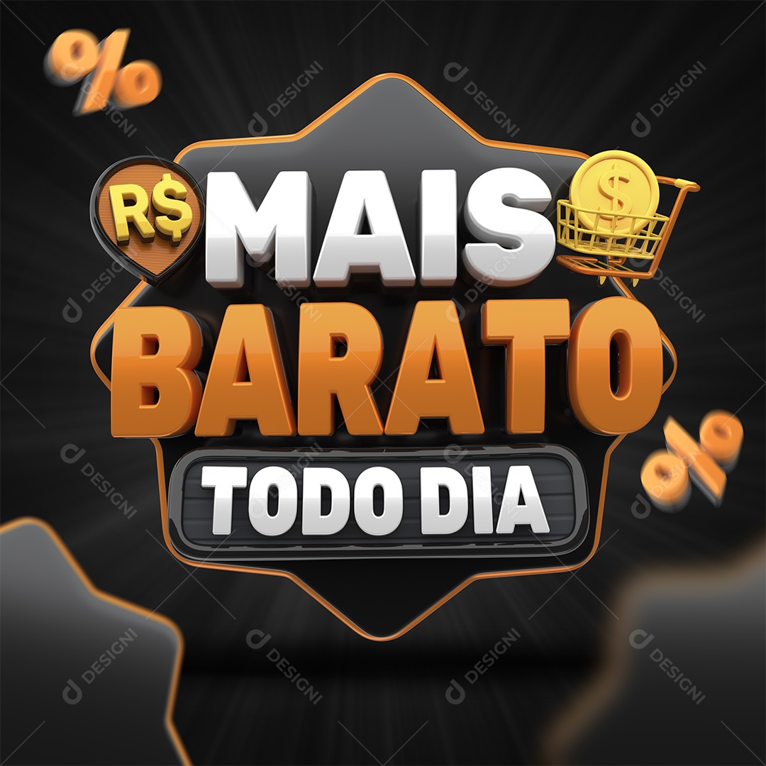 Mais Barato Todo Dia Selo 3D Para Composição PSD