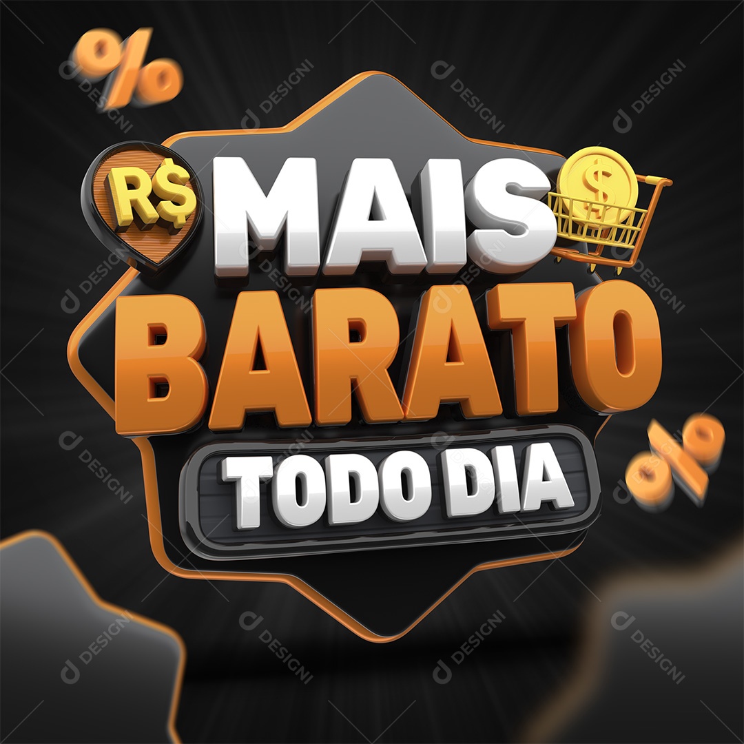Selo 3D Mais Barato Todo Dia Para Composição PSD