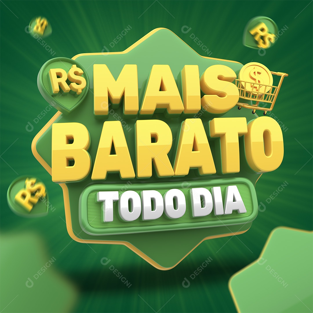 Mais Barato Todo Dia Selo 3D Para Composição PSD