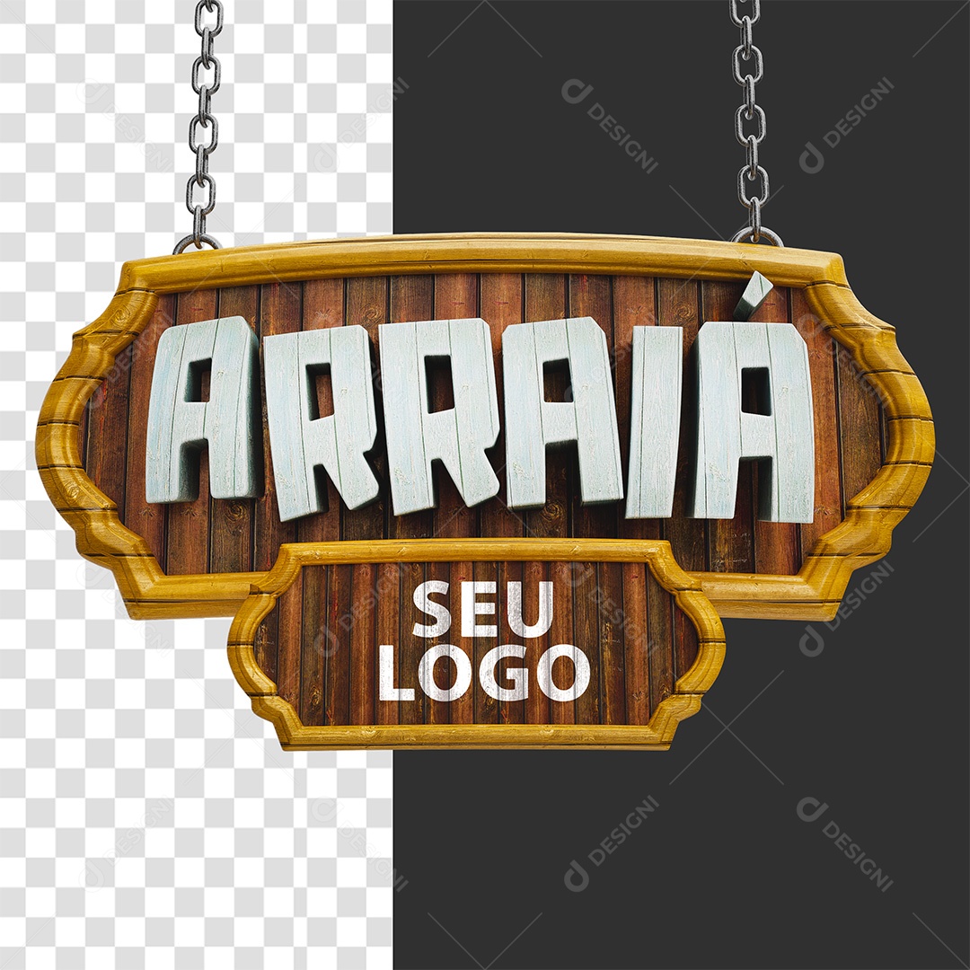 Selo 3D Arraiá Para Composição PSD