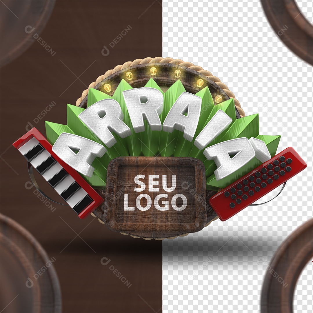 Selo 3D Arraiá Para Composição PSD