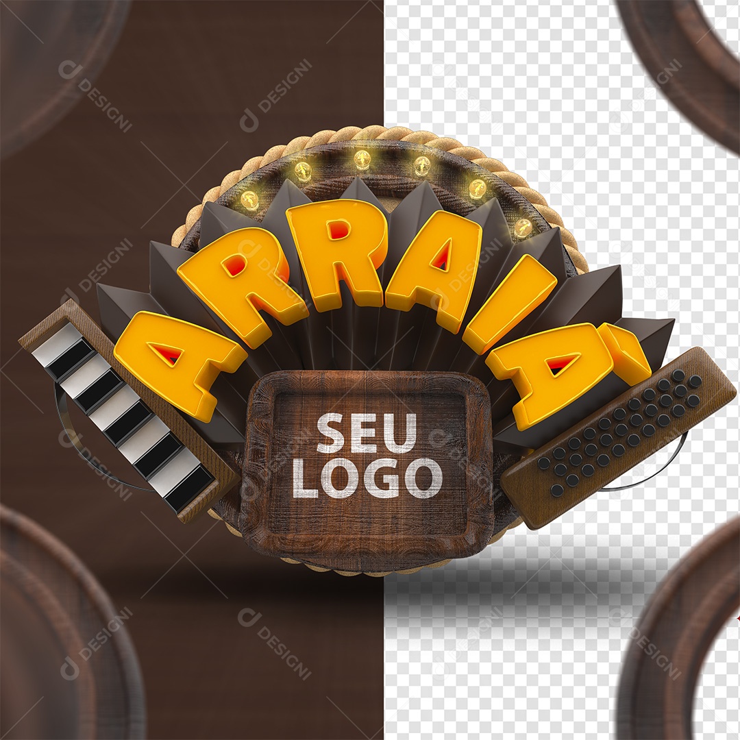 Selo 3D Arraiá Para Composição PSD