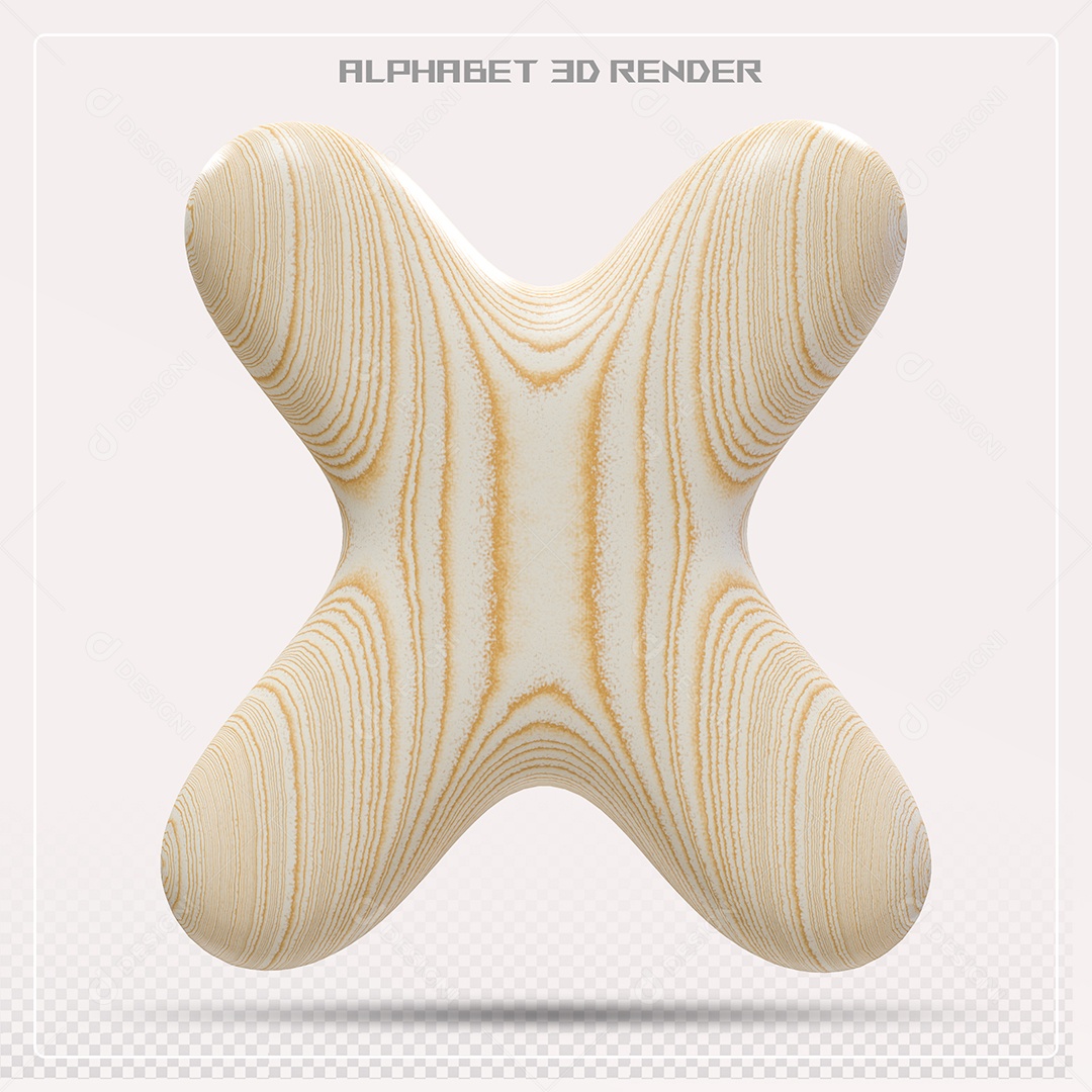 Elemento 3D Letra X Madeira para Composição PSD