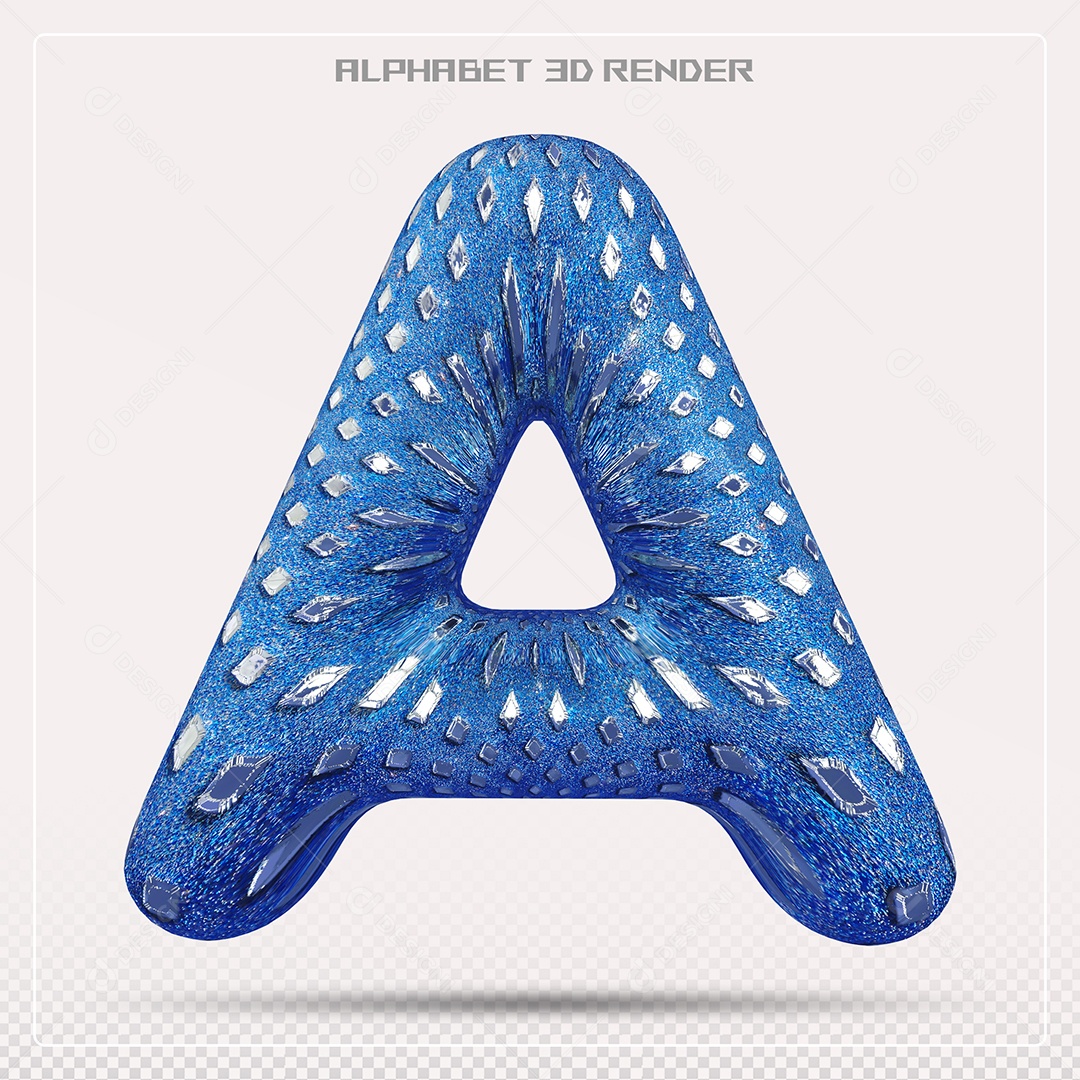 Elemento 3D Letra A AzuL para Composição PSD