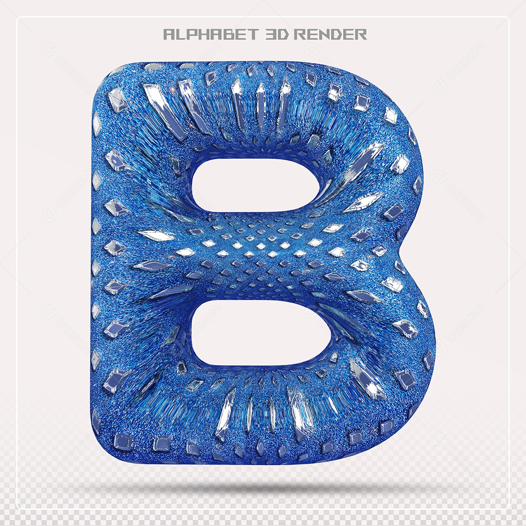Elemento 3D Letra B AzuL para Composição PSD