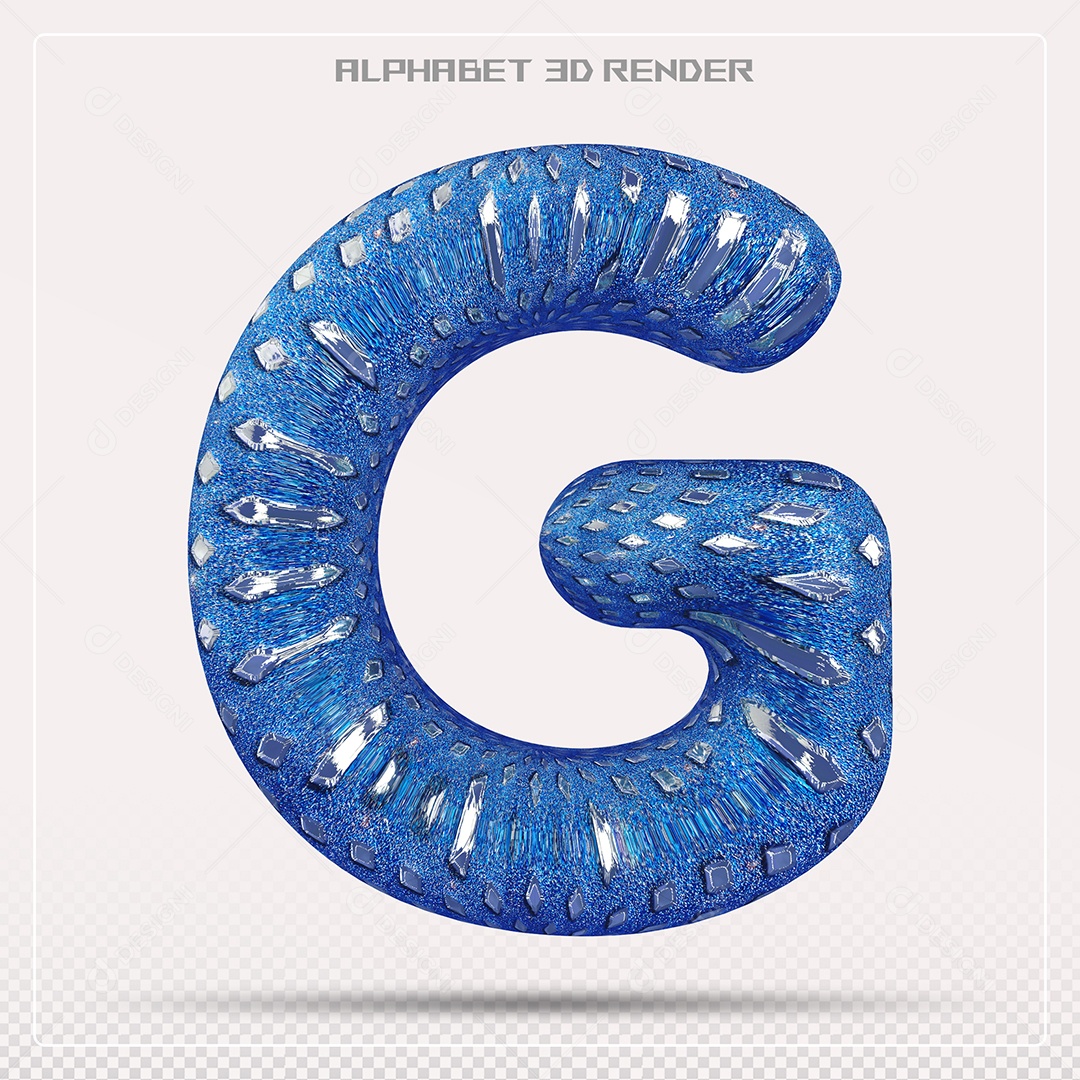 Elemento 3D Letra G AzuL para Composição PSD