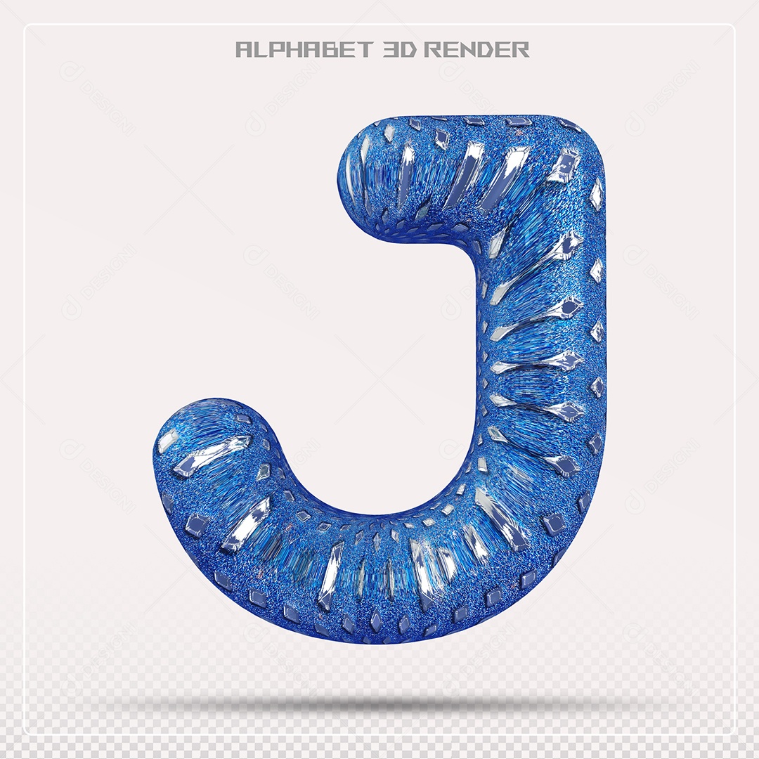 Elemento 3D Letra J AzuL para Composição PSD