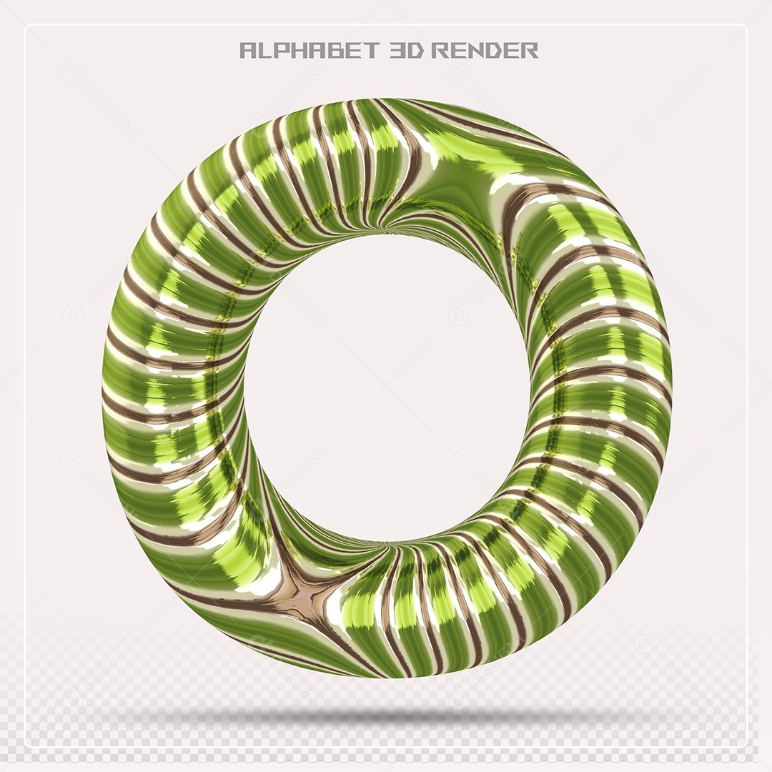 Elemento 3D Letra O Verde para Composição PSD