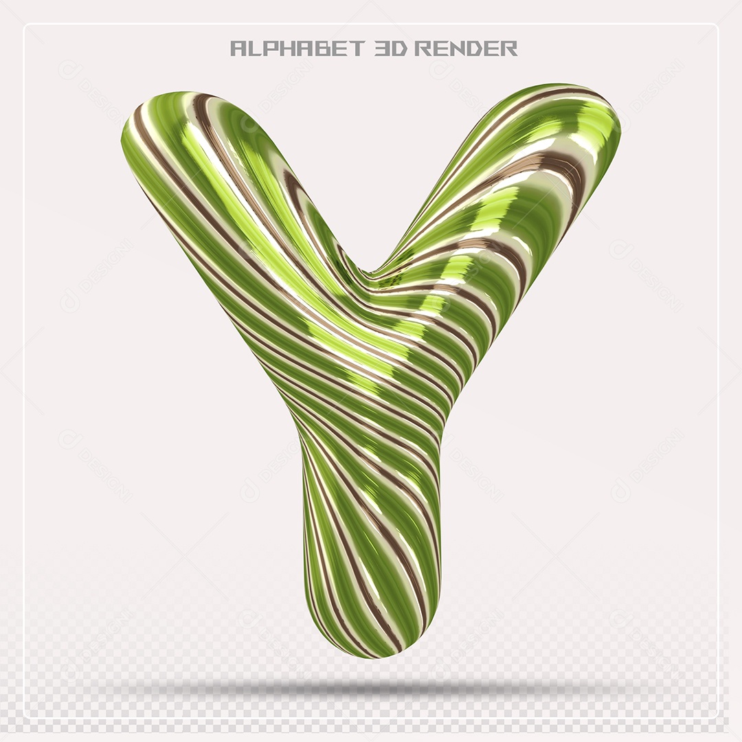 Elemento 3D Letra Y Verde para Composição PSD