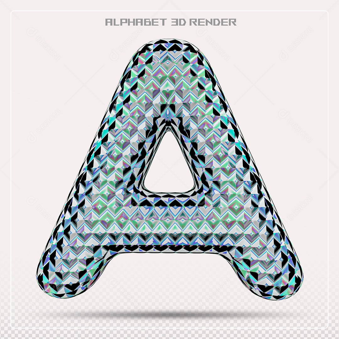 Elemento 3D Letra A Azul para Composição PSD