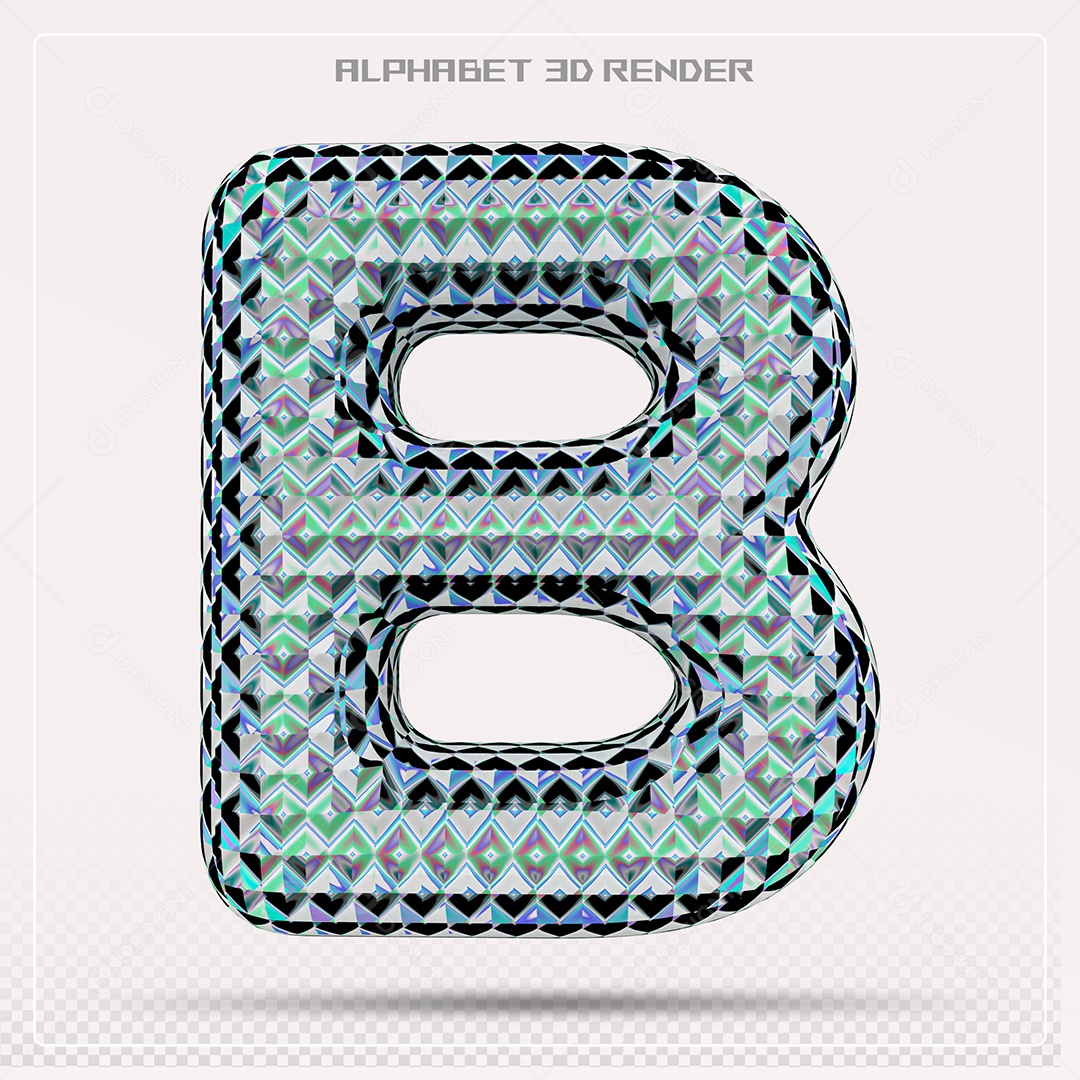 Elemento 3D Letra B Azul para Composição PSD