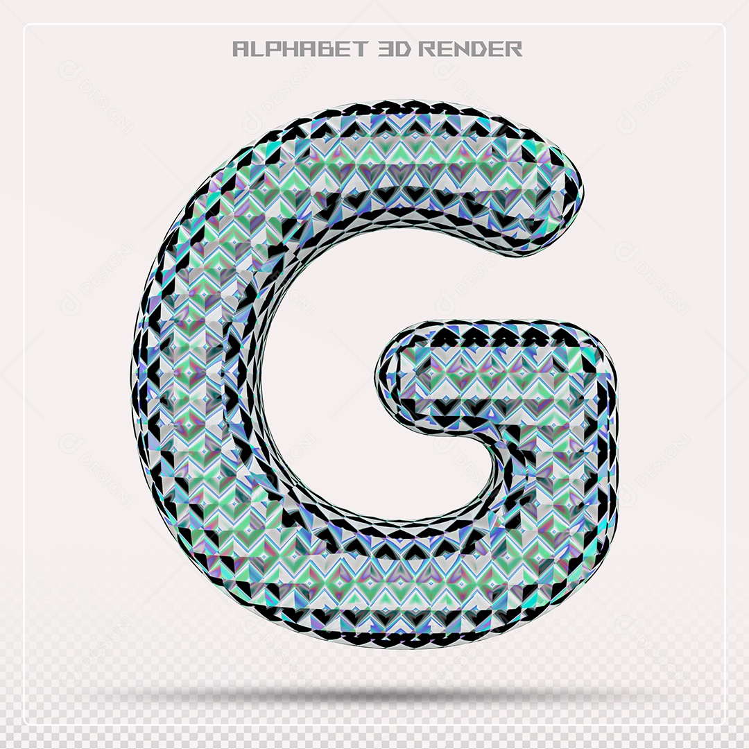 Elemento 3D Letra G Azul para Composição PSD