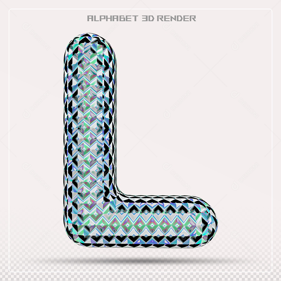 Elemento 3D Letra L Azul para Composição PSD