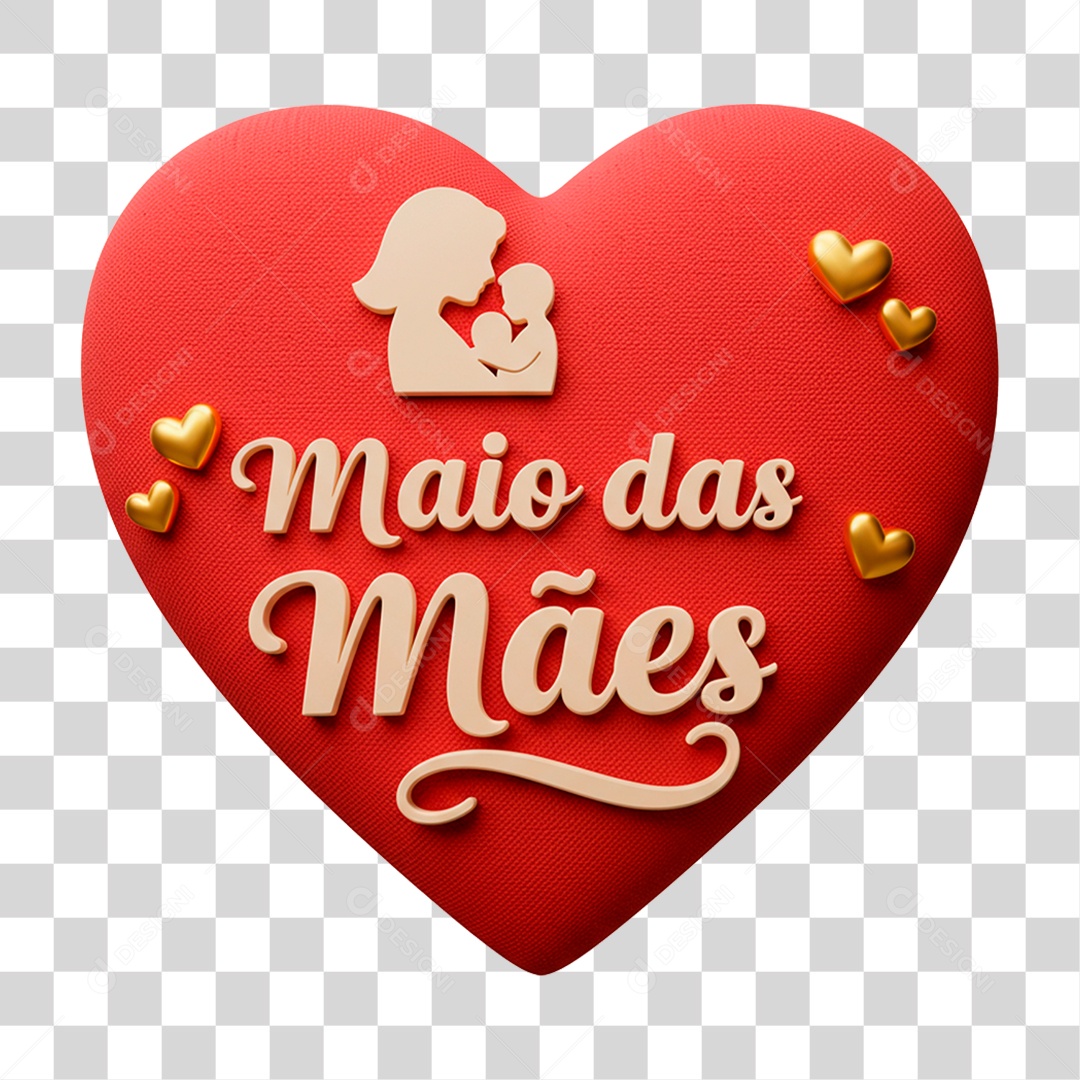 Selo 3D Maio das Mães PNG Transparente
