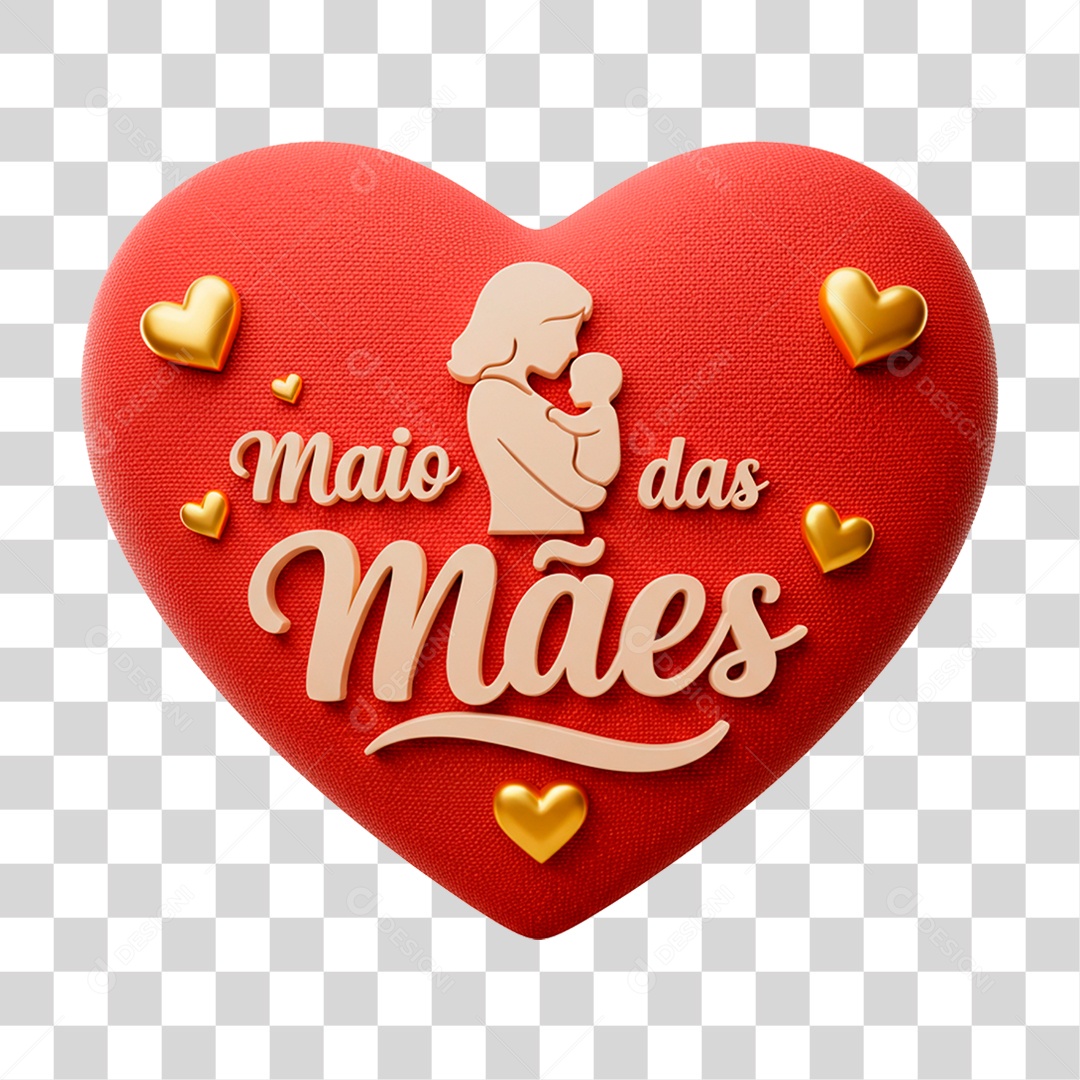 Selo 3D Maio das Mães PNG Transparente