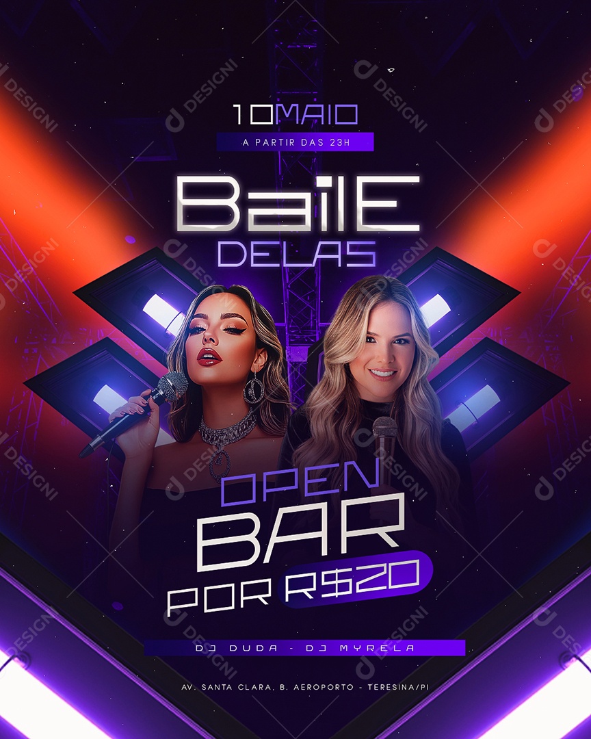 Flyer Baile Delas Open Bar Social Media PSD Editável
