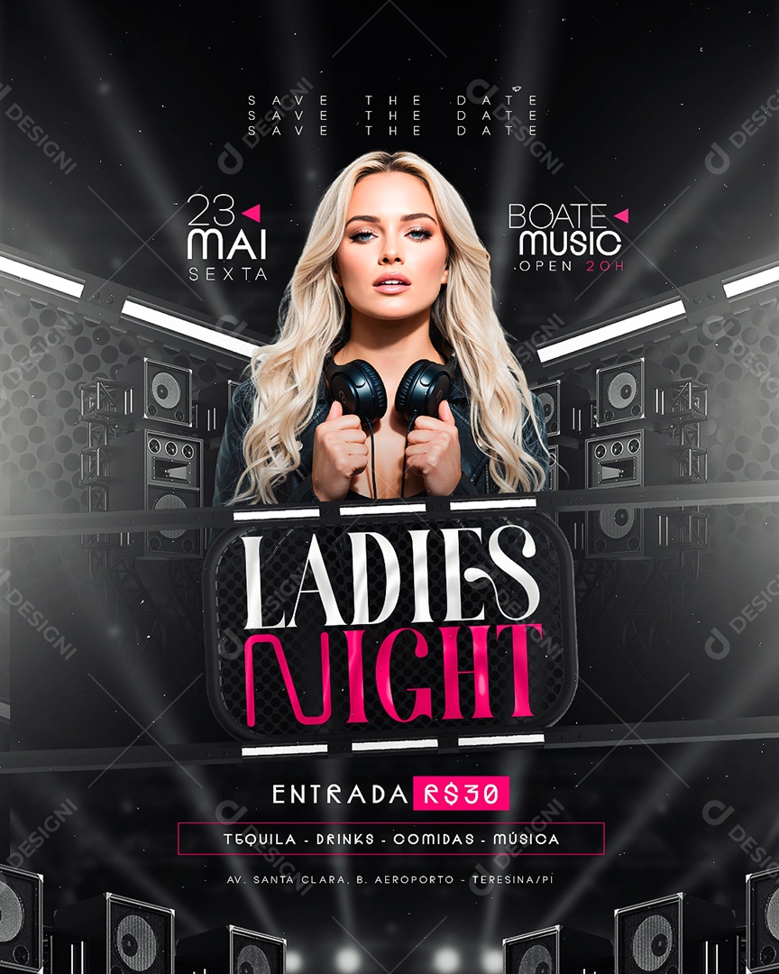 Flyer Ladies Night Social Media PSD Editável