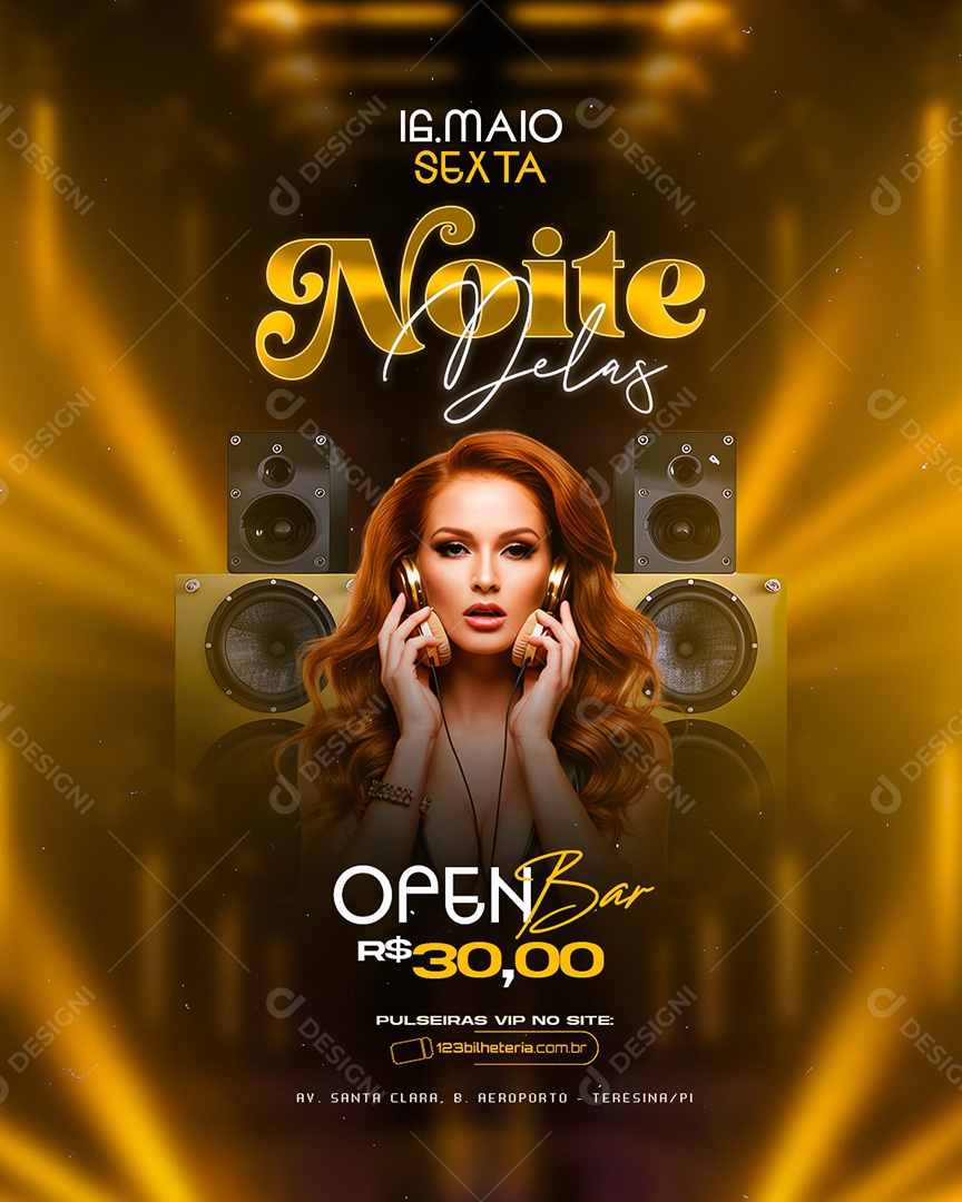 Flyer Noite Delas Open Bar Social Media PSD Editável
