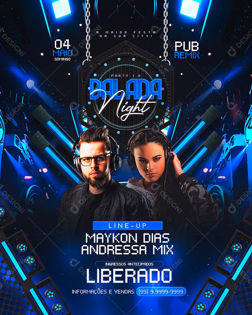 Flyer Party Balada Night Social Media PSD Editável