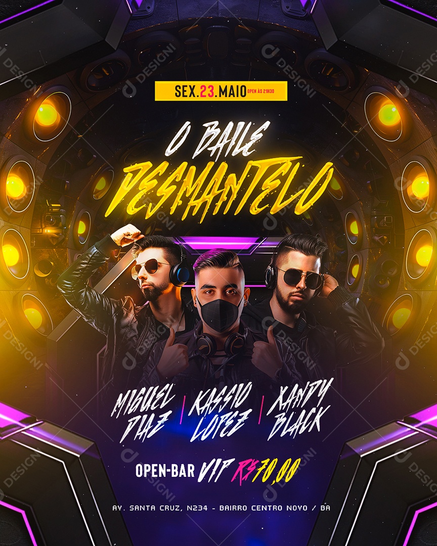 Flyer O Baile Desmantelo Open Bar Vip Social Media PSD Editável