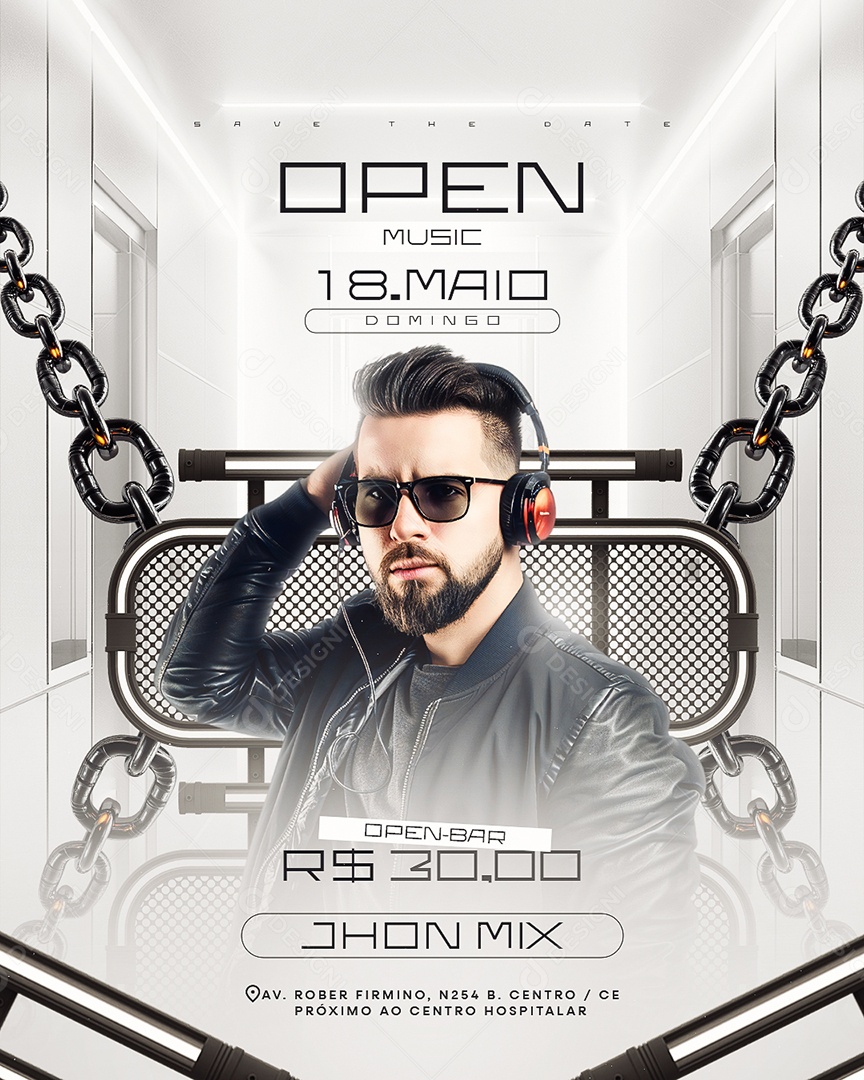 Flyer Open Music Jhon Mix Social Media PSD Editável