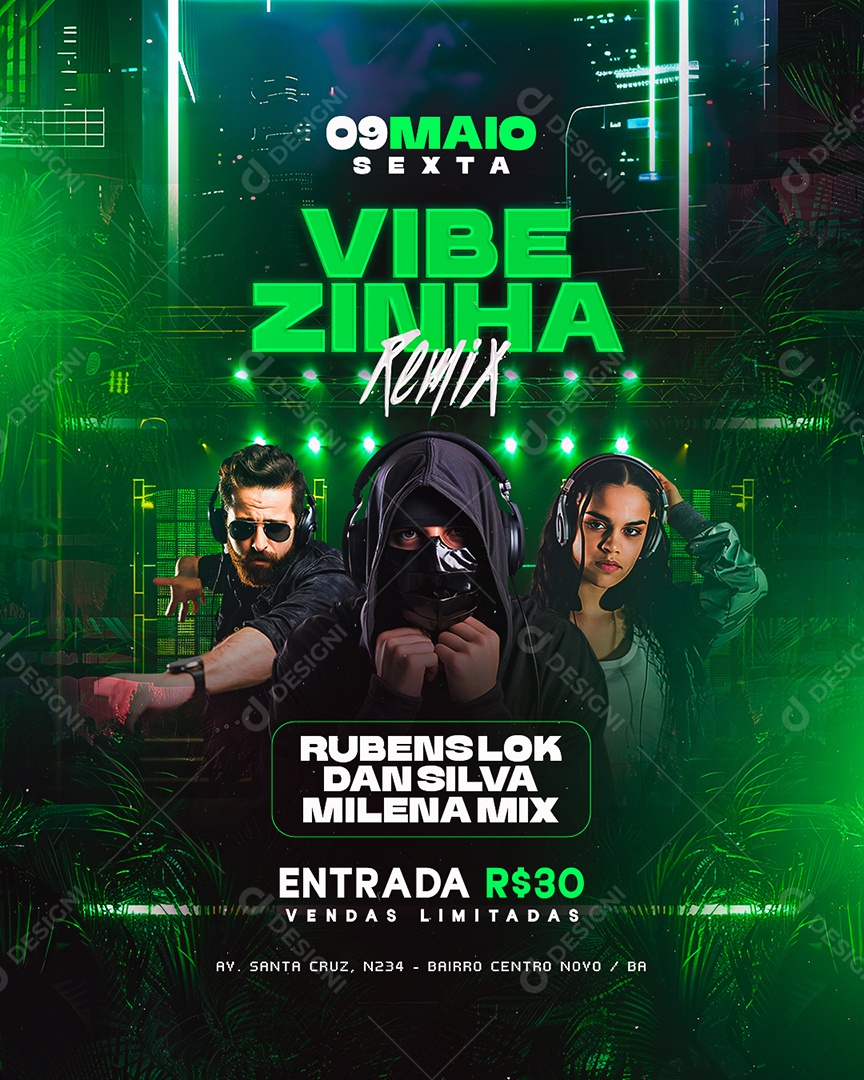 Flyer Vibezinha Remix Social Media PSD Editável