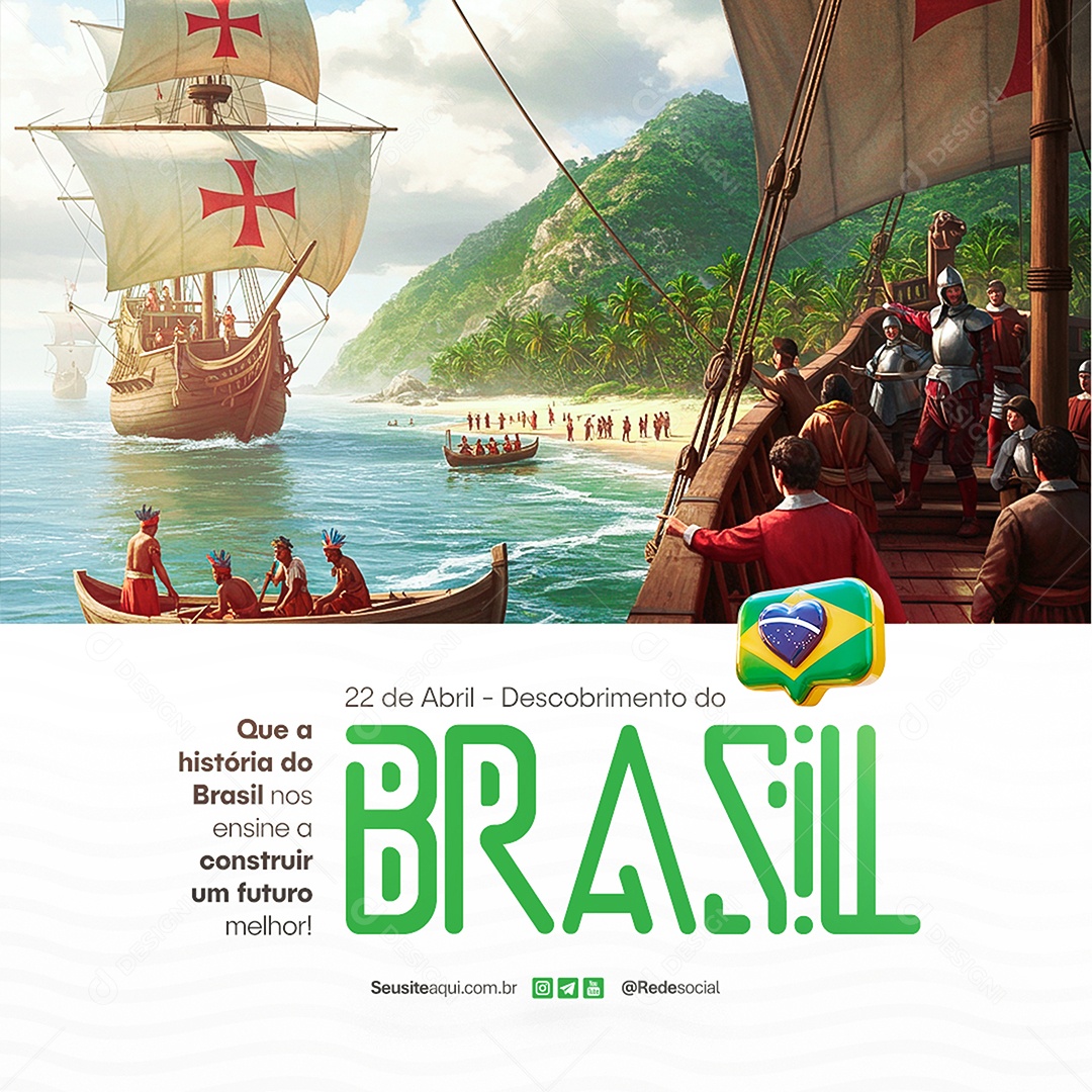Dia do Descobrimento do Brasil 22 de Abril Social Media PSD Editável