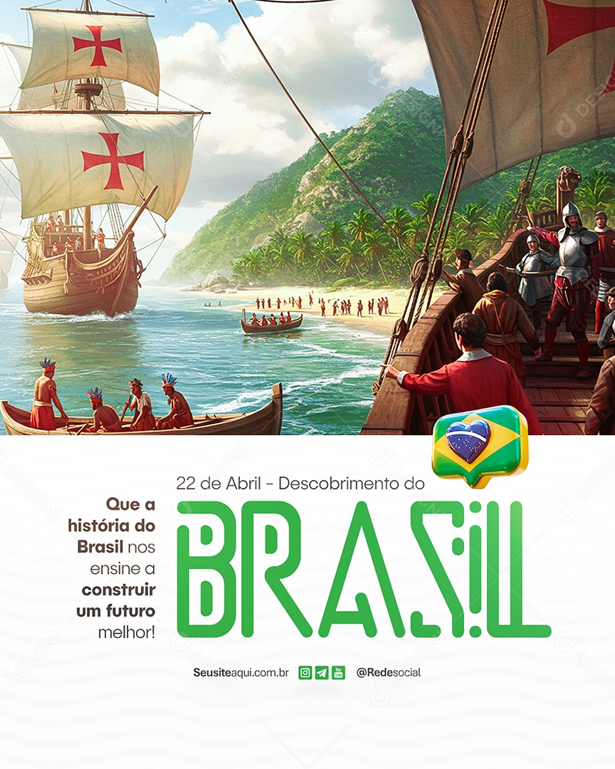 Dia do Descobrimento do Brasil 22 de Abril Social Media PSD Editável